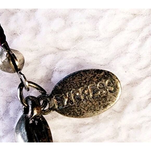 EXPRESS Blue Polished Glass Stone Pendant Fashion Necklace 10" Adjustable Y2K - Picture 5 of 7